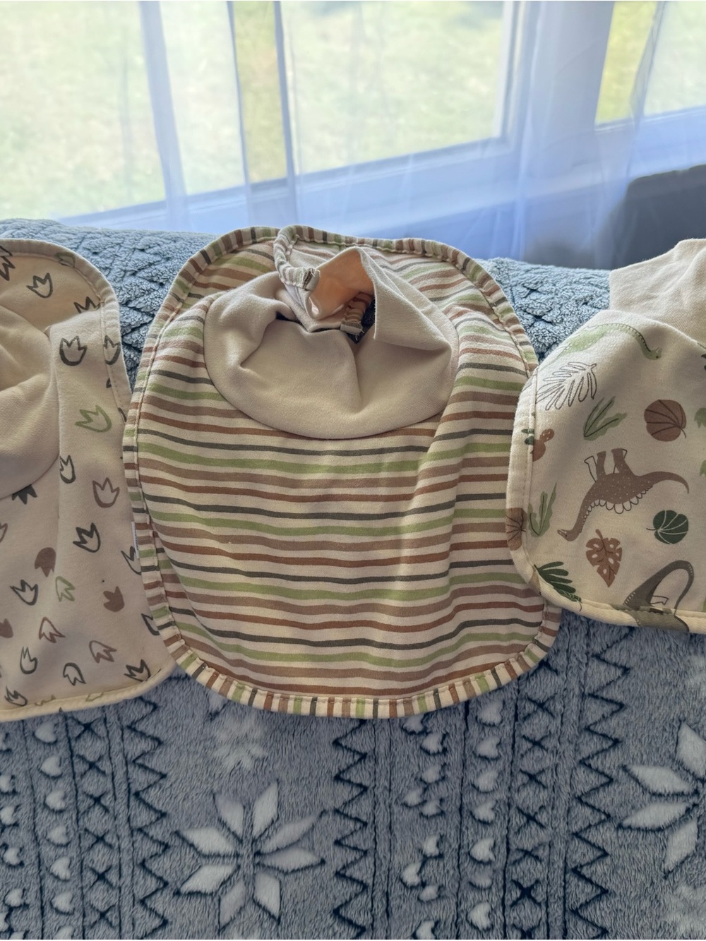 Target Striped Bib in Cream, Green & Brown